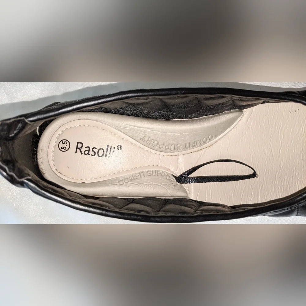 Rasolli Women's Wedge Heels Shoes Black Quilted Size 8.5 Comfit Technology